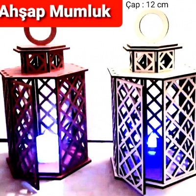 Ahşap Mumluk Işıklı